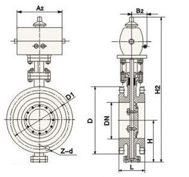 對夾式(shì)氣動硬密封(fēng)蝶閥 對夾式(shì)氣動硬密封(fēng)蝶閥