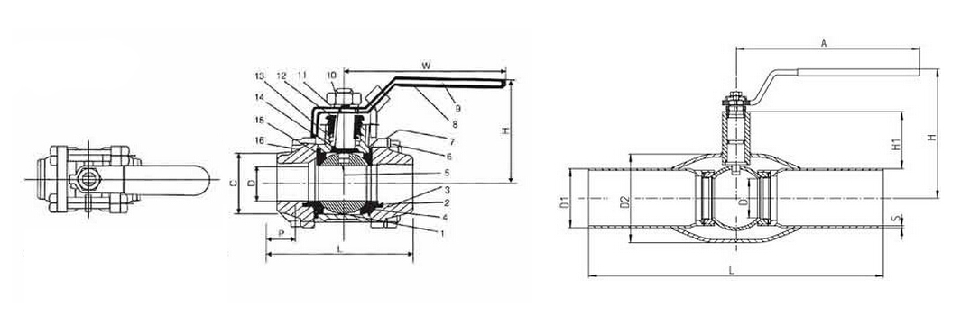焊接球(qiú)閥結構圖 焊(hàn)接球閥結構(gou)圖